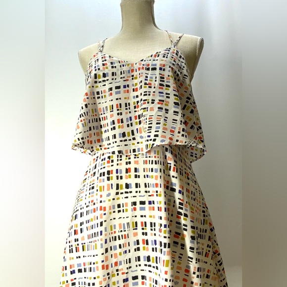 CeCe by Cynthia Steffe Strappy Summer Dress-White with Geometric Pattern-Size 0 - Picture 3 of 14